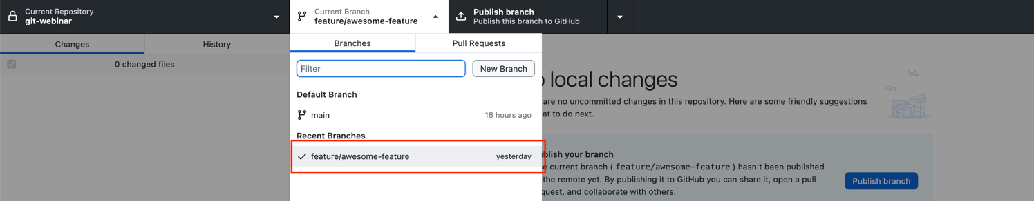 Image: switch branch to feature/awesome-feature